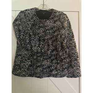 Ann Taylor Tweed Boucle‎ Jacket Black White Women's Size M Wool Blend